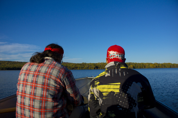 Tony Chachaï and Gabriel in the canoe