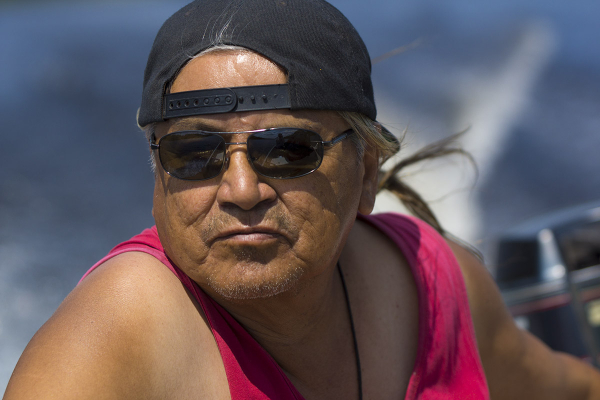 Gilles Moar in his canoe